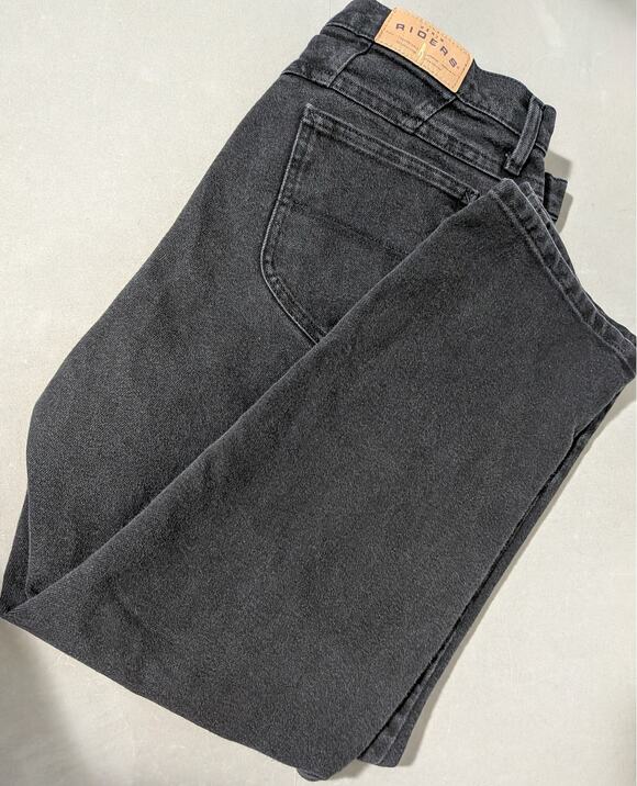 Riders Denim - Vintage 90s Riders High Waisted Washed Black 18 Petite Mom Jeans